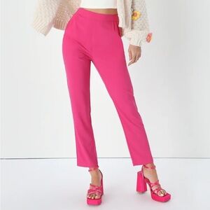 Fuschia High-Waisted Trouser Pants with Side Zipper